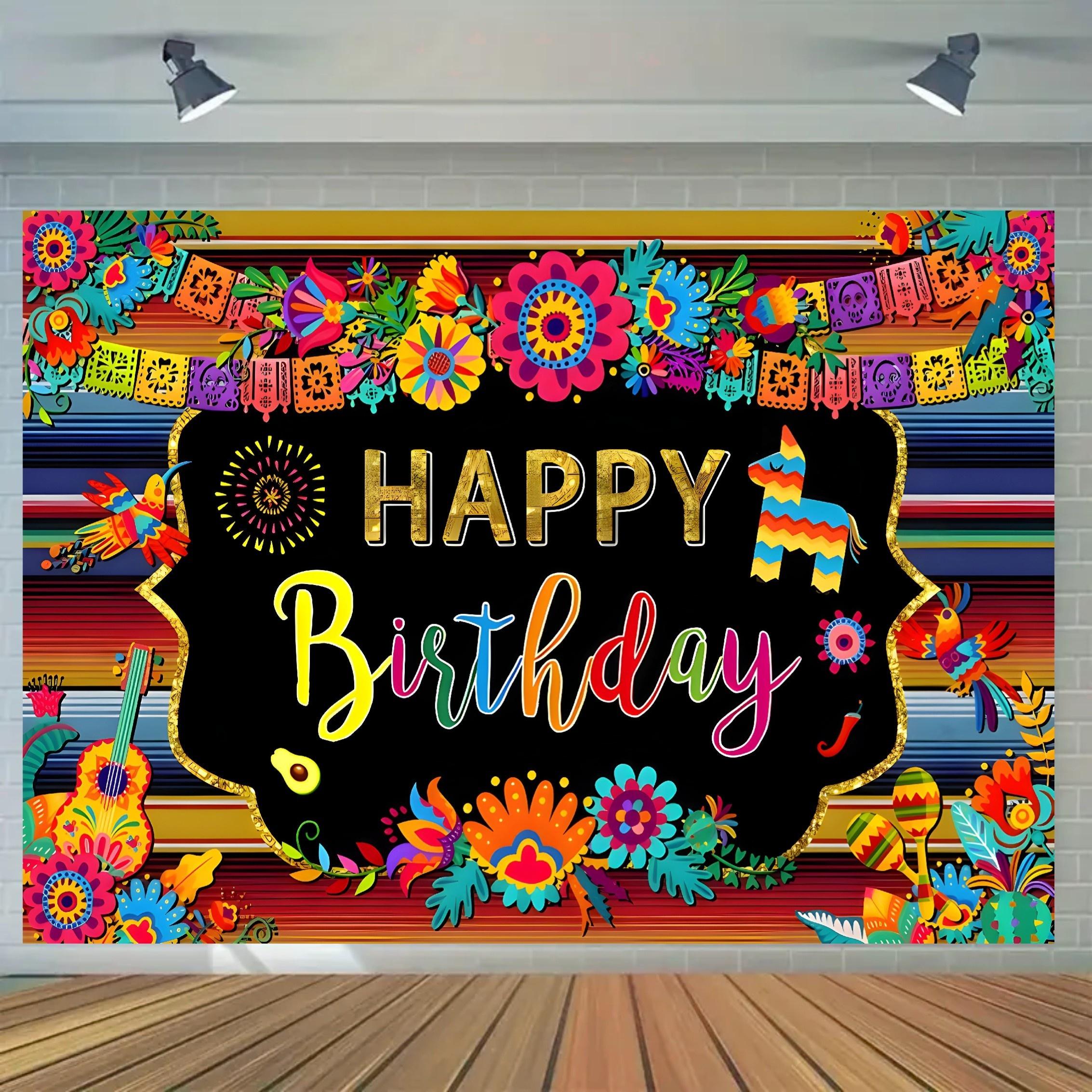 Colorful fiesta backdrop styled party scene