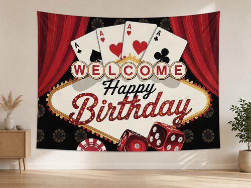 Casino Poker Happy Birthday Backdrop indoor application scene