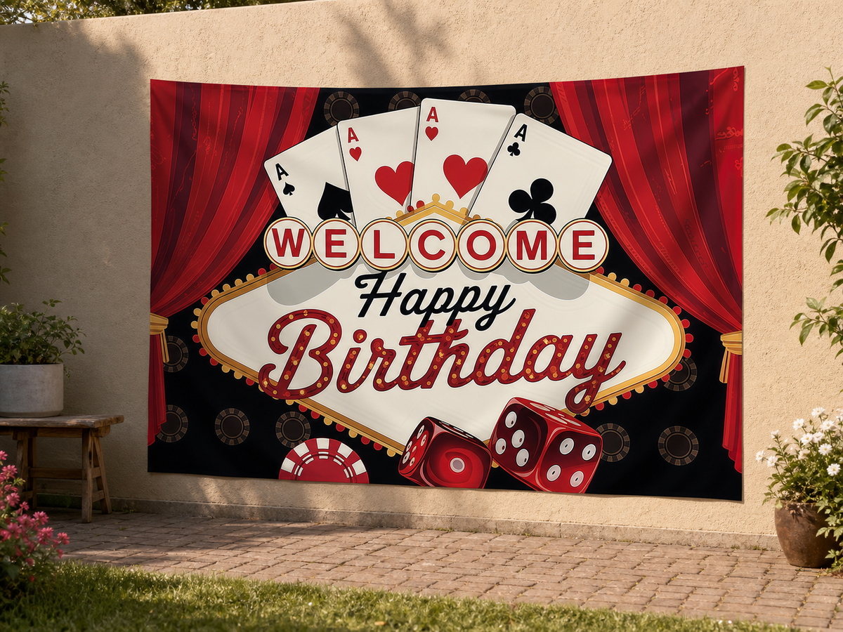 Casino Poker Happy Birthday Backdrop garden application scene