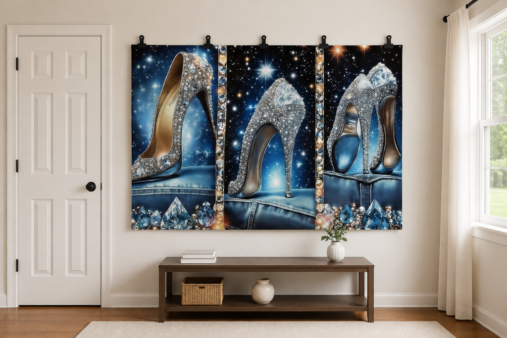Crystal High Heels Glamour Backdrop clipped directly to wall