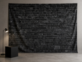 Black brick printed backdrop streetwear portrait studio scene