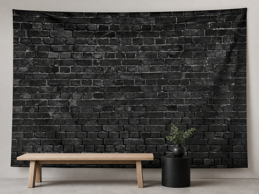 Black brick printed backdrop product photo scene