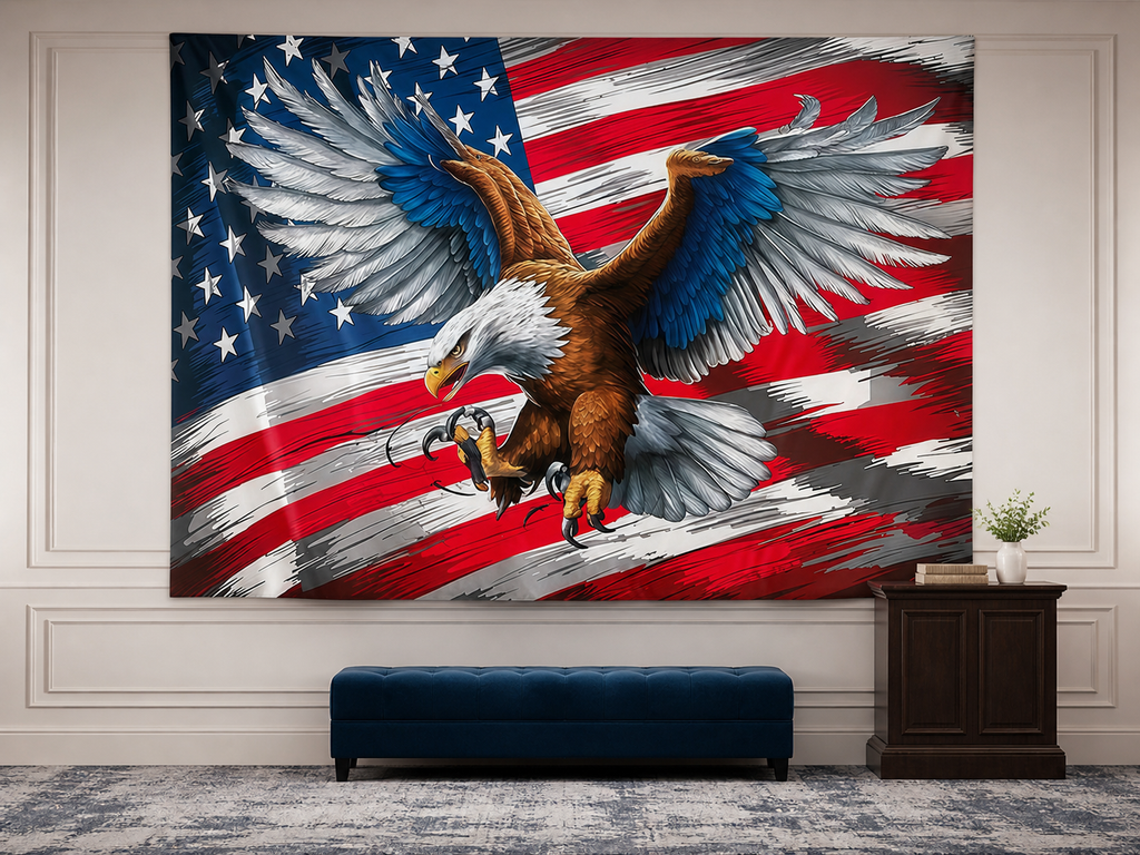 Patriotic Eagle American Flag Backdrop community hall