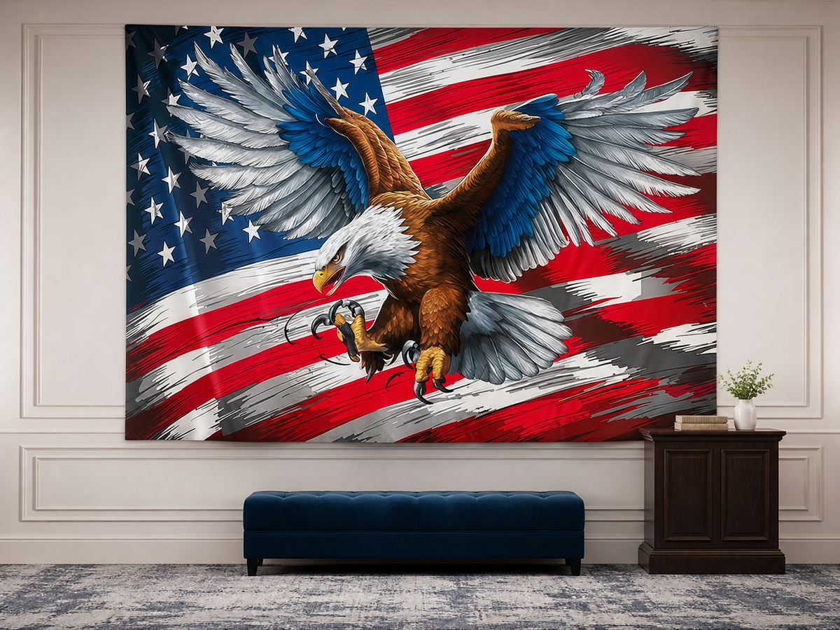 Patriotic Eagle American Flag Backdrop community hall