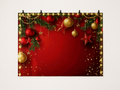 Red Christmas Baubles and Fir Branches Backdrop — complete flat printed design; accessories not included