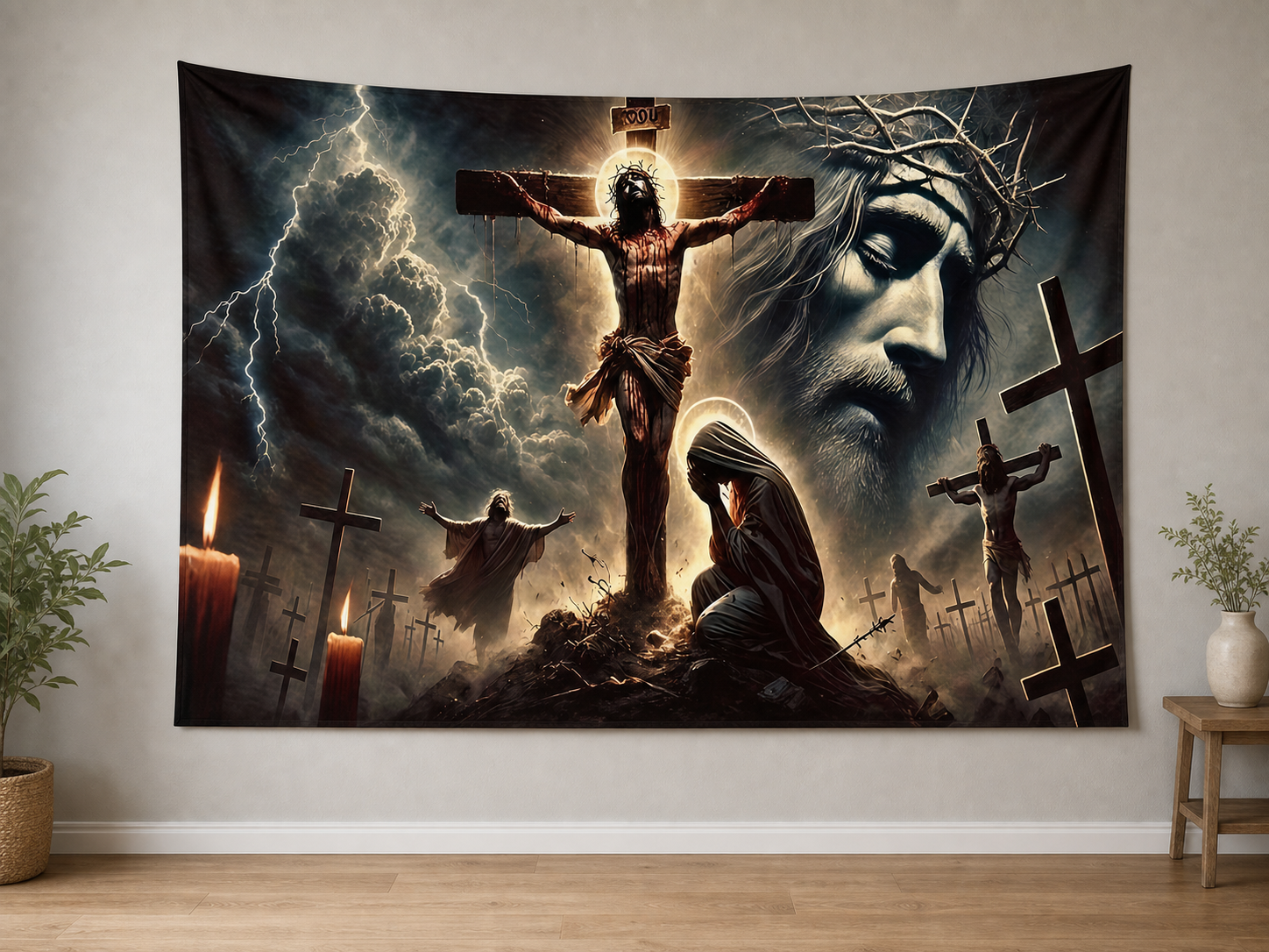 Jesus Christ Passion tapestry backdrop alternate realistic scene