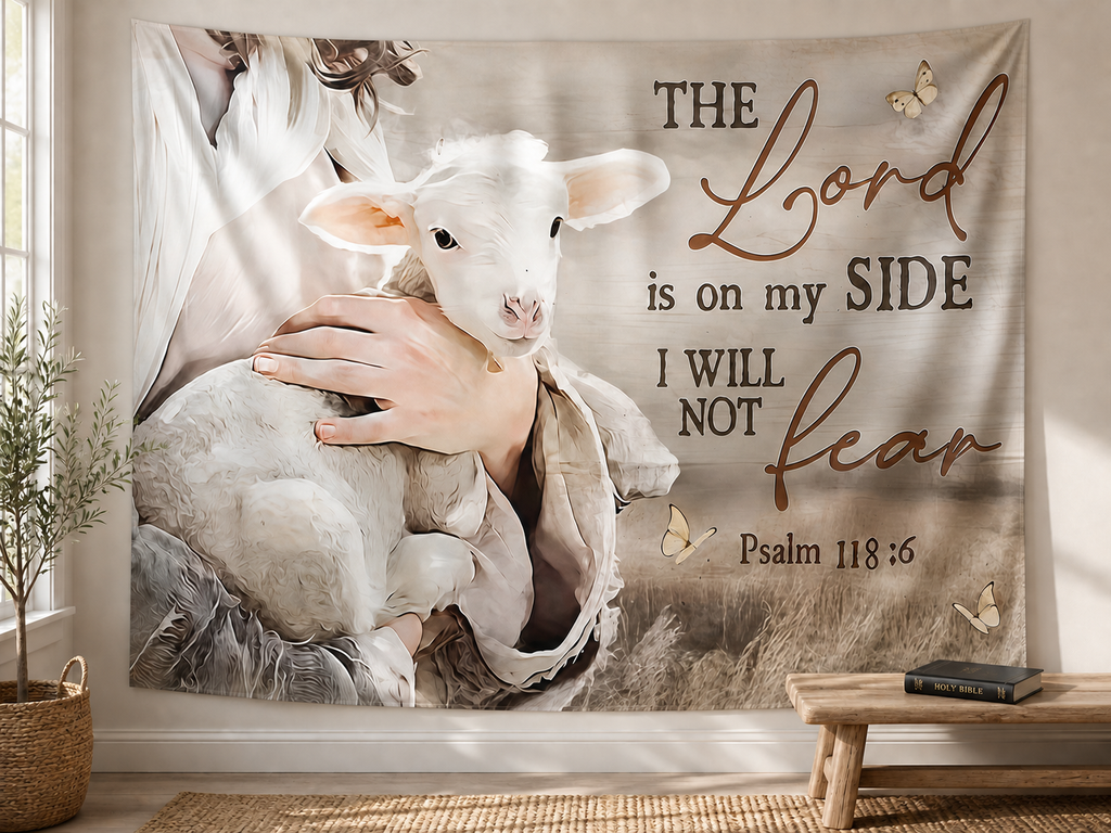 Jesus and lamb Psalm 118:6 church portrait scene