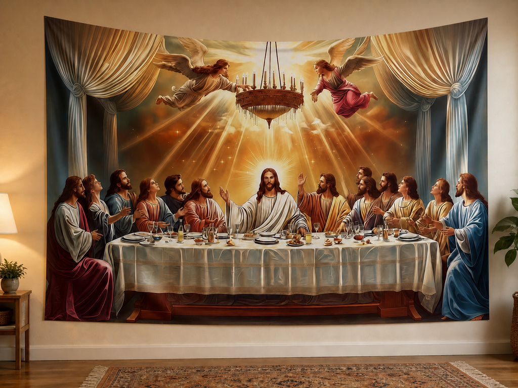 Last Supper Religious Backdrop in a warm home setting