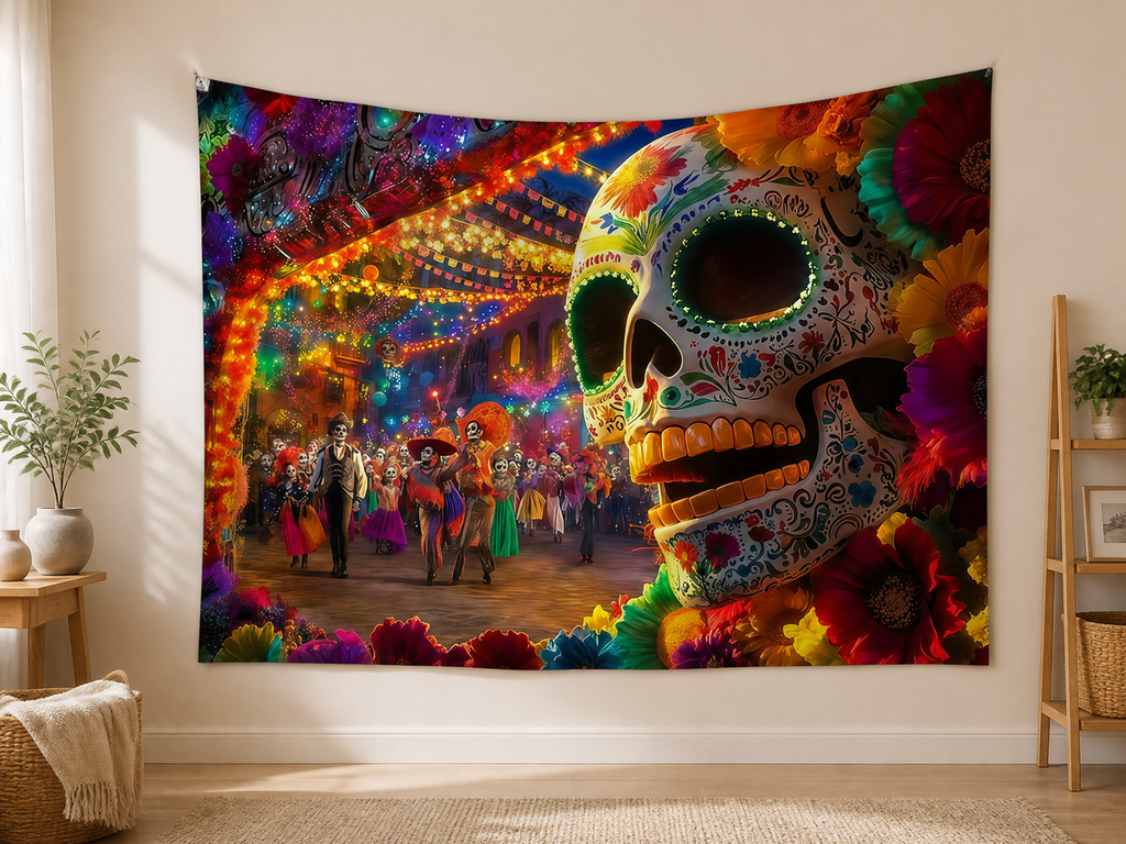 Dia de los Muertos Skull Backdrop indoor application scene