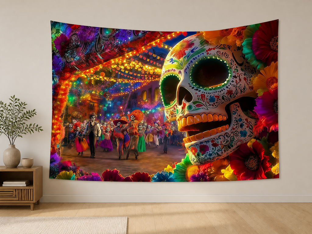 Dia de los Muertos Skull Backdrop indoor application scene