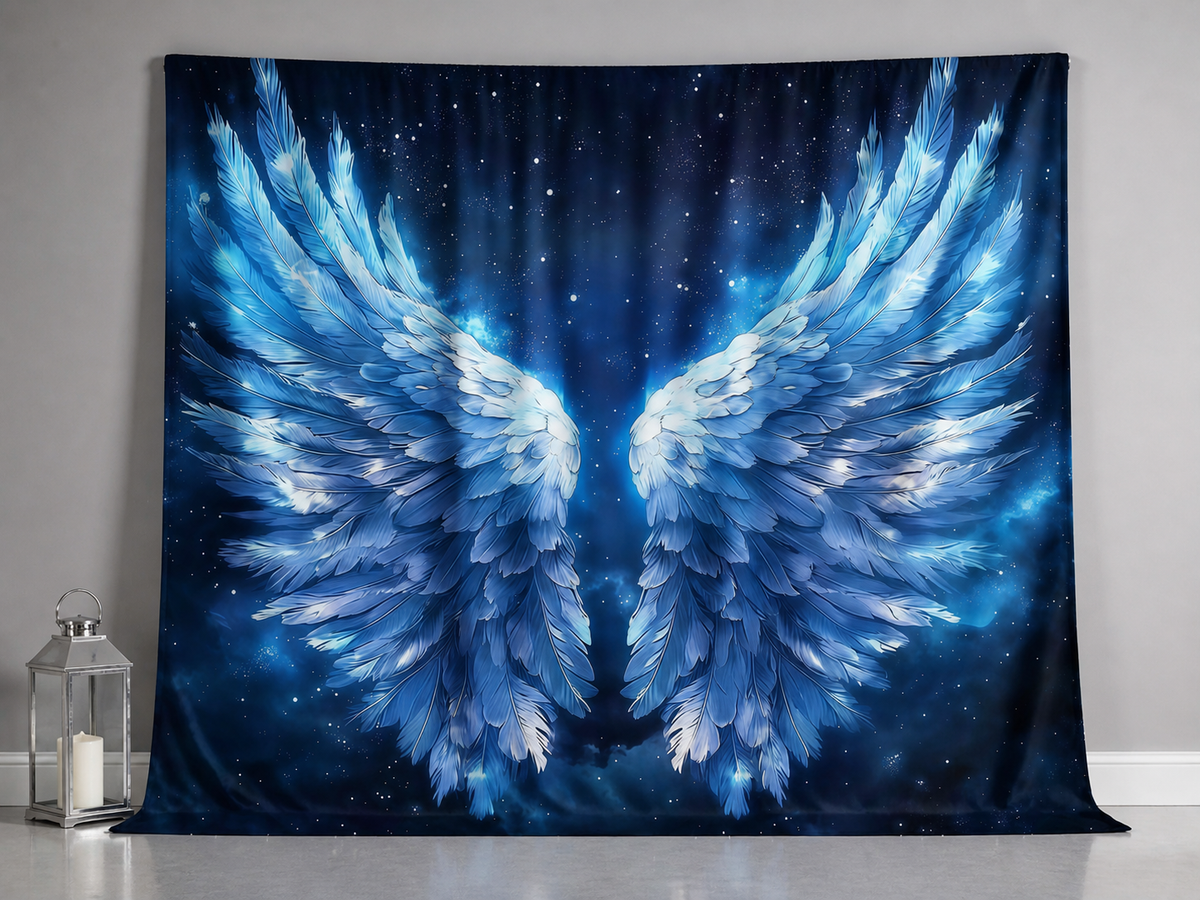 Blue angel wings fabric photography backdrop scene 2