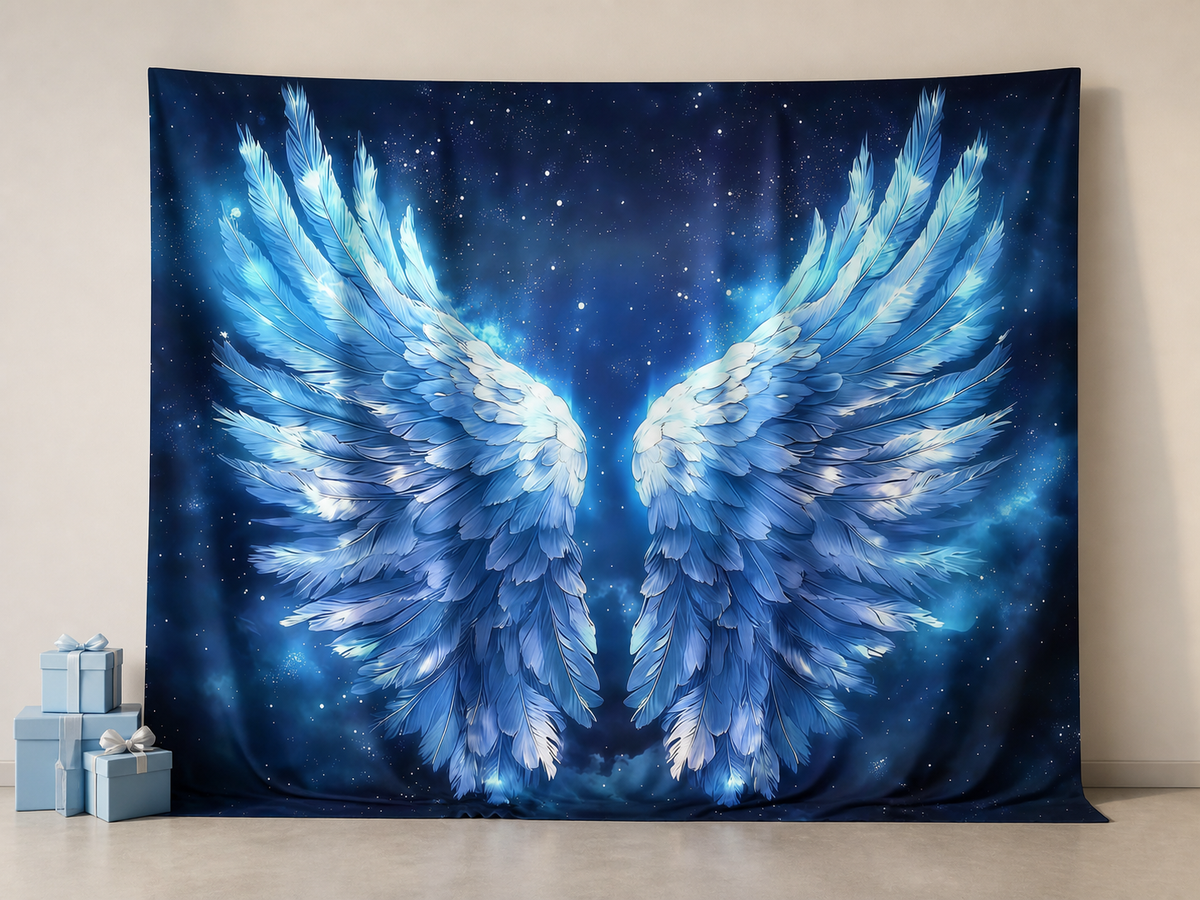 Blue angel wings fabric photography backdrop scene 3