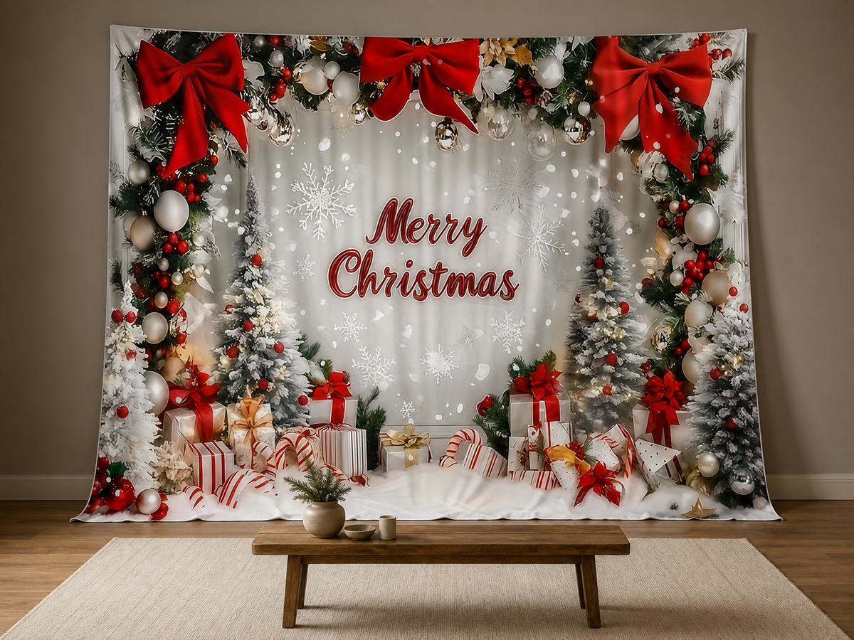 Merry Christmas holiday party photo booth backdrop