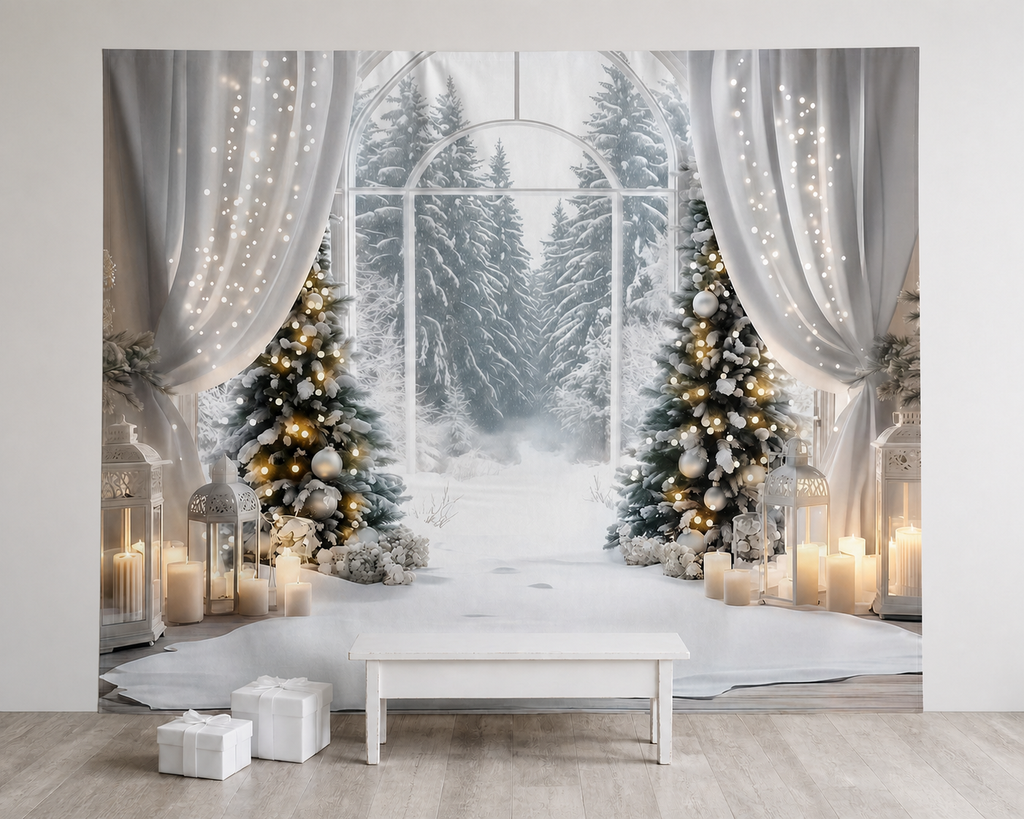 Rustic Winter Wonderland Forest Backdrop winter ceremony display