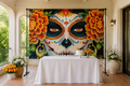 Floral Sugar Skull Celebration Backdrop lifestyle scene 1