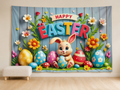 Happy Easter bunny fabric backdrop in spring portrait scene