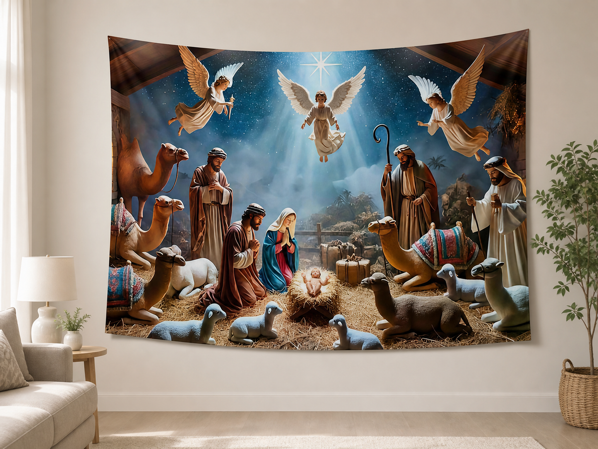 Angelic Nativity Christmas Backdrop application scene 1