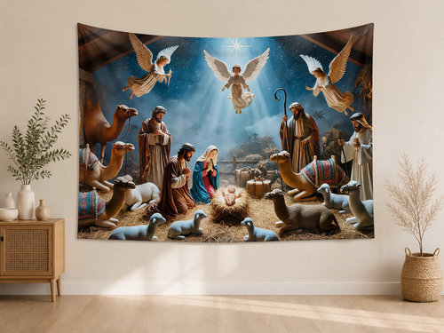 Angelic Nativity Christmas Backdrop application scene 2