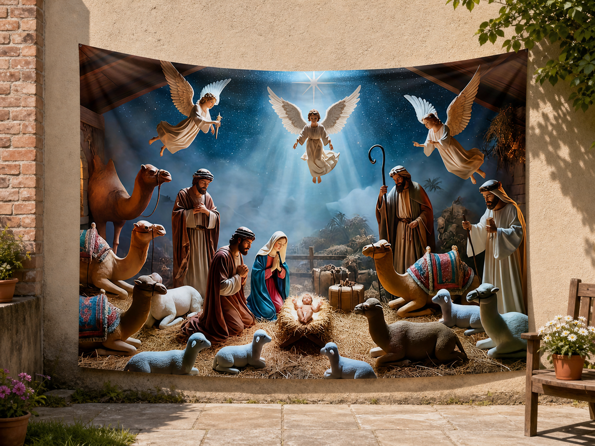 Angelic Nativity Christmas Backdrop application scene 3