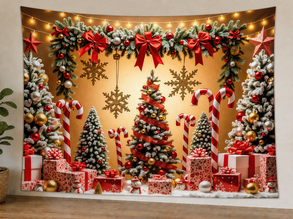 Candy Cane Christmas Backdrop styled scene 1