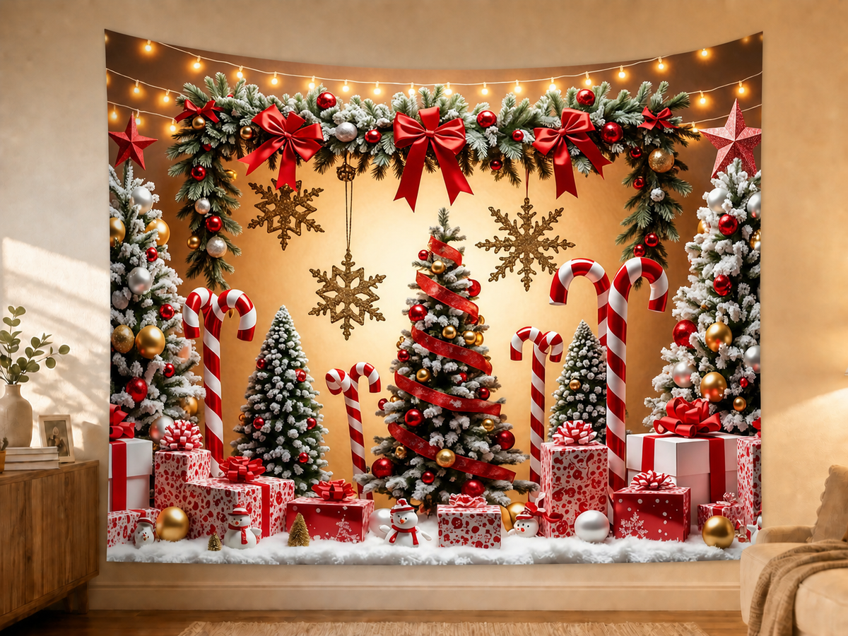 Candy Cane Christmas Backdrop styled scene 2