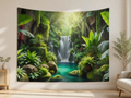 Tropical Rainforest Waterfall Tapestry Backdrop indoor application scene