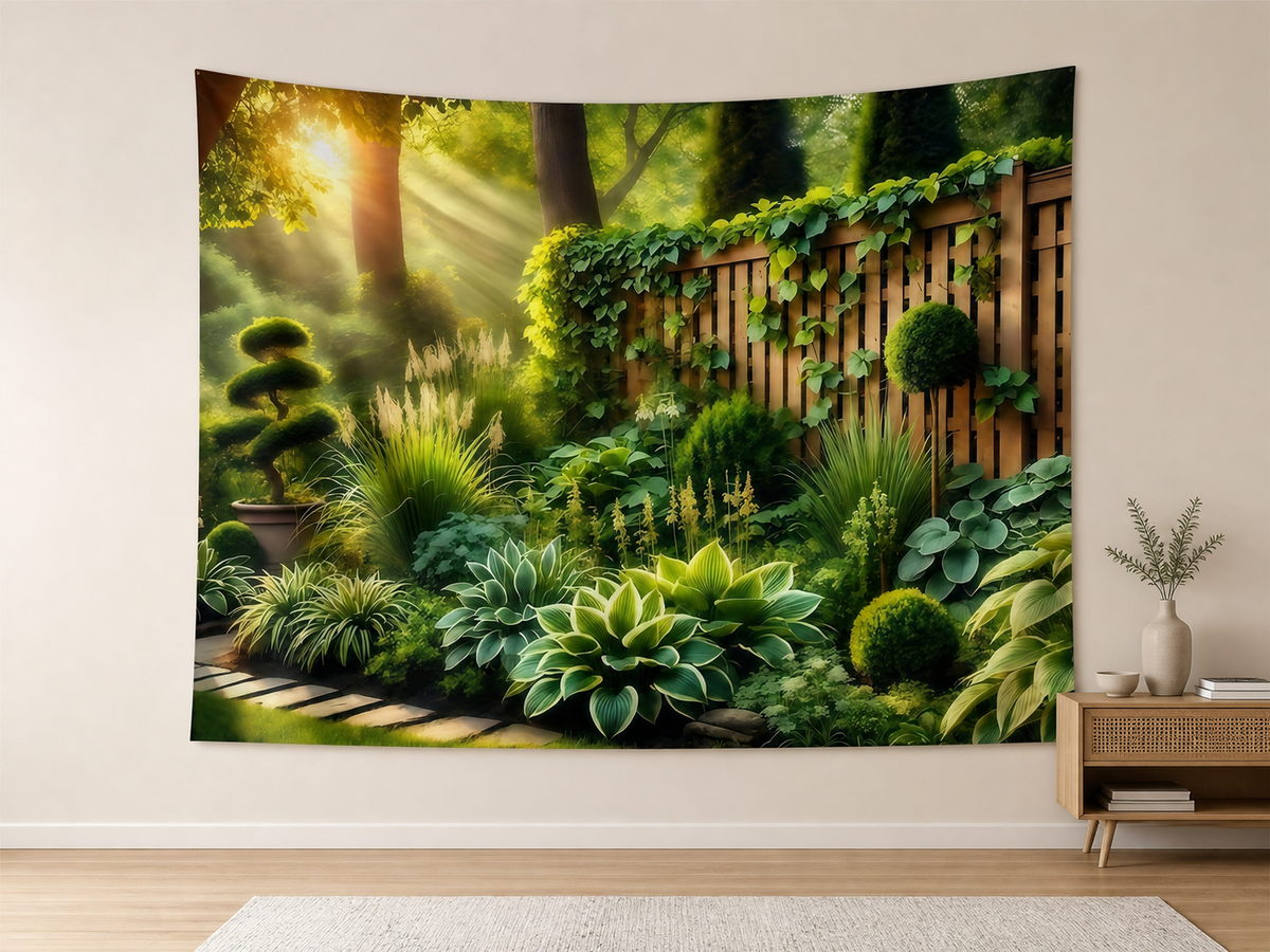 Sunlit Garden Fence Backdrop indoor application scene