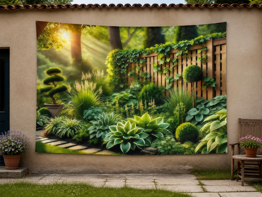 Sunlit Garden Fence Backdrop garden application scene