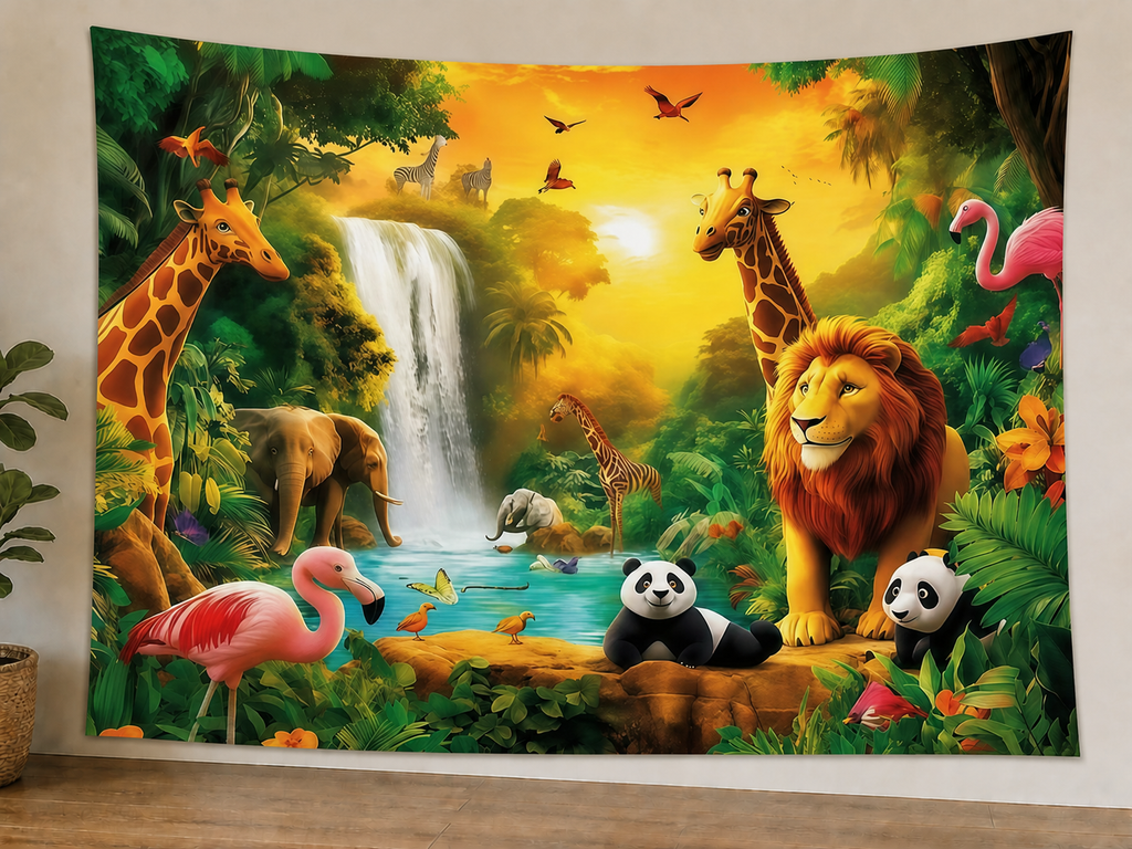 Tropical Safari Animals Backdrop styled scene 1