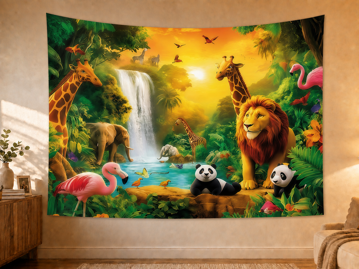 Tropical Safari Animals Backdrop styled scene 2