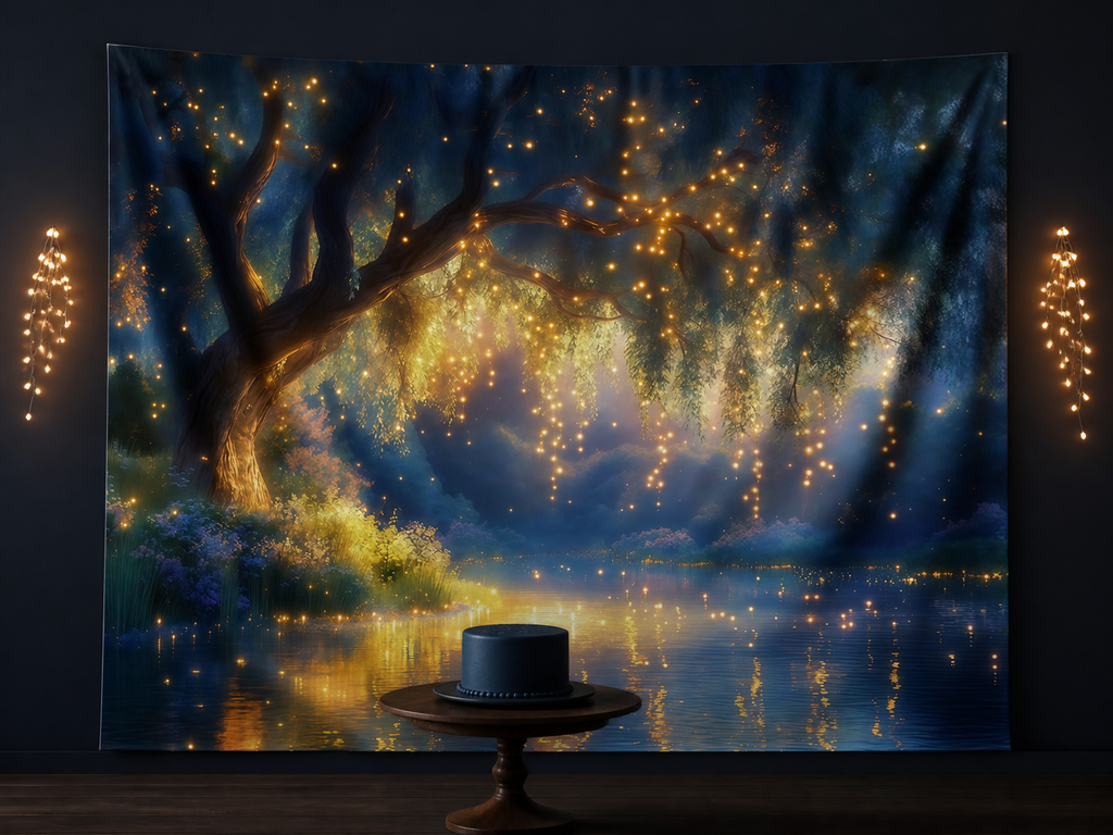 Glowing Forest Stream Tapestry Backdrop fantasy celebration display