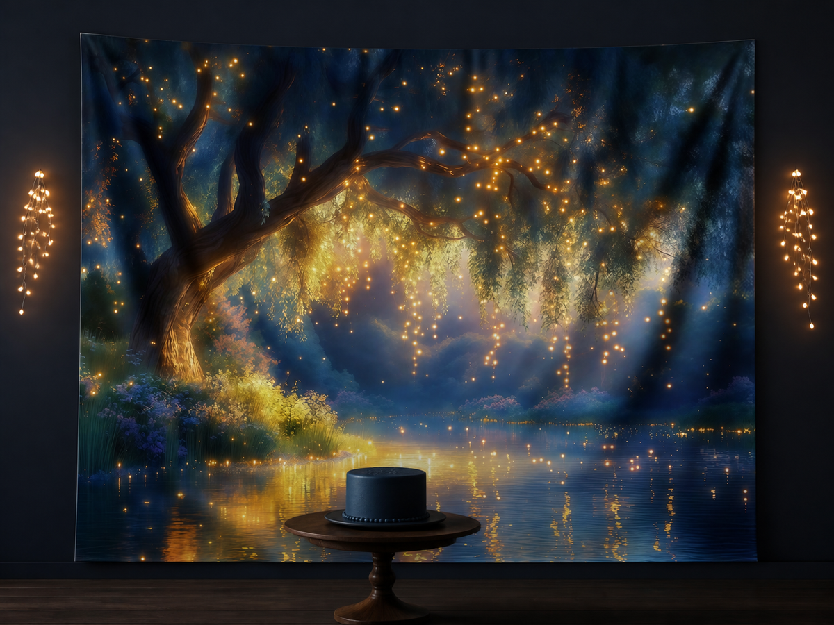 Glowing Forest Stream Tapestry Backdrop fantasy celebration display