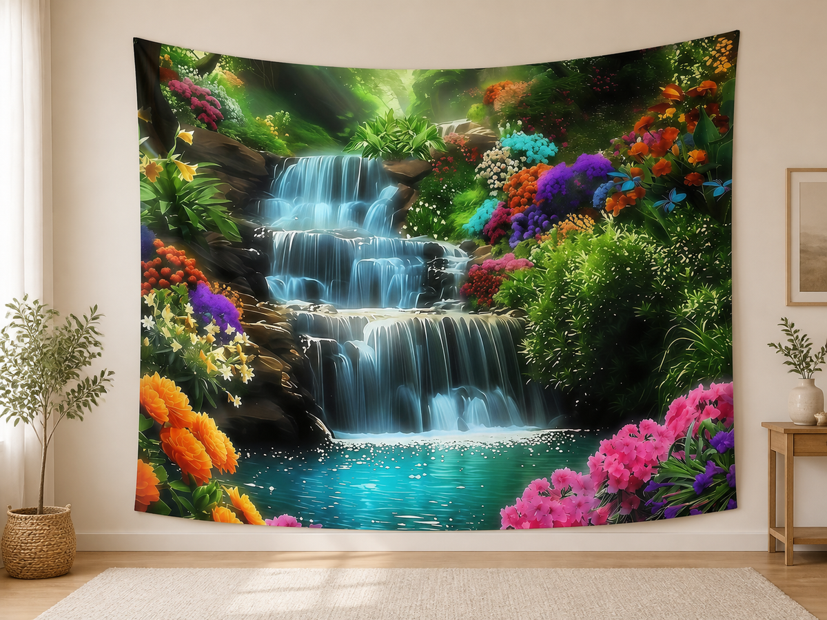 Colorful Flower Waterfall Backdrop indoor application scene