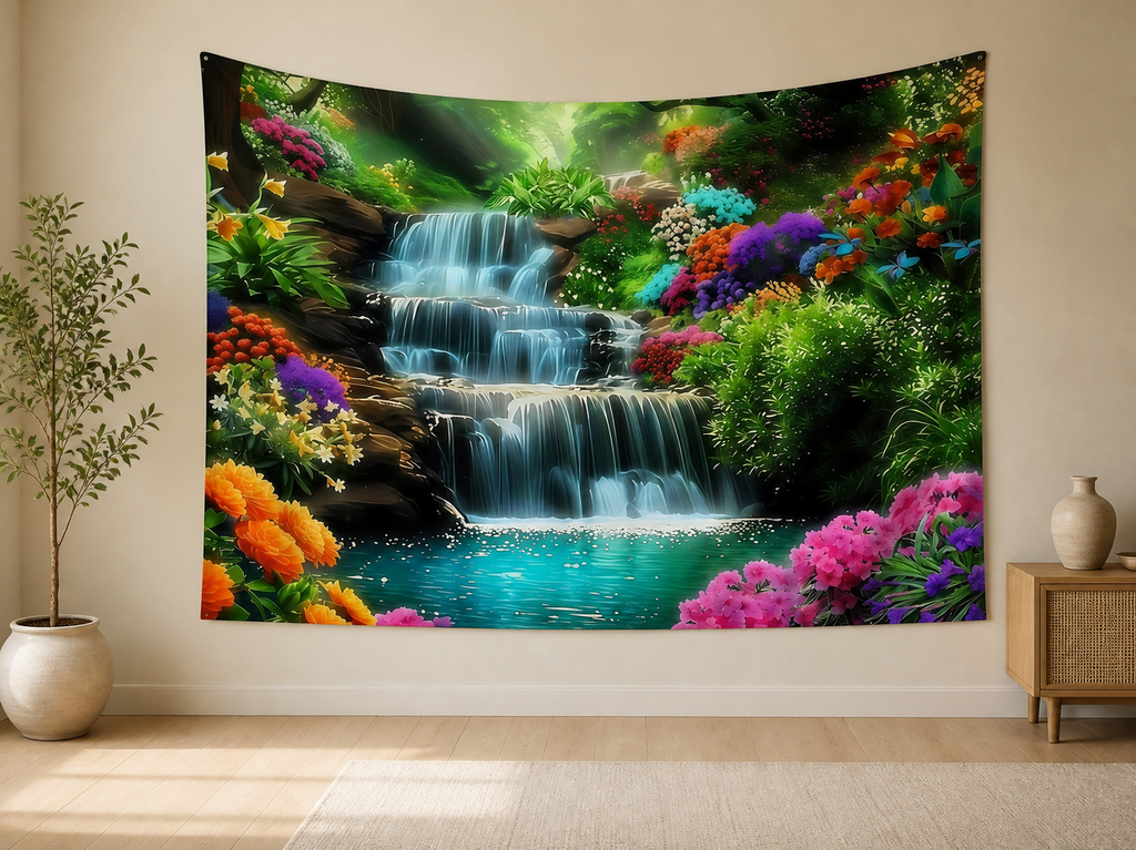Colorful Flower Waterfall Backdrop indoor application scene