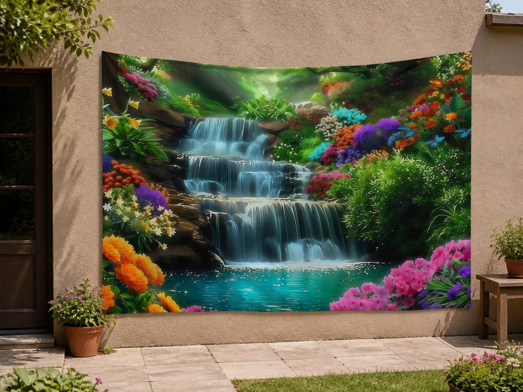 Colorful Flower Waterfall Backdrop garden application scene
