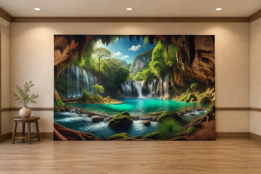 Waterfall Cave Scenic Backdrop scene 1