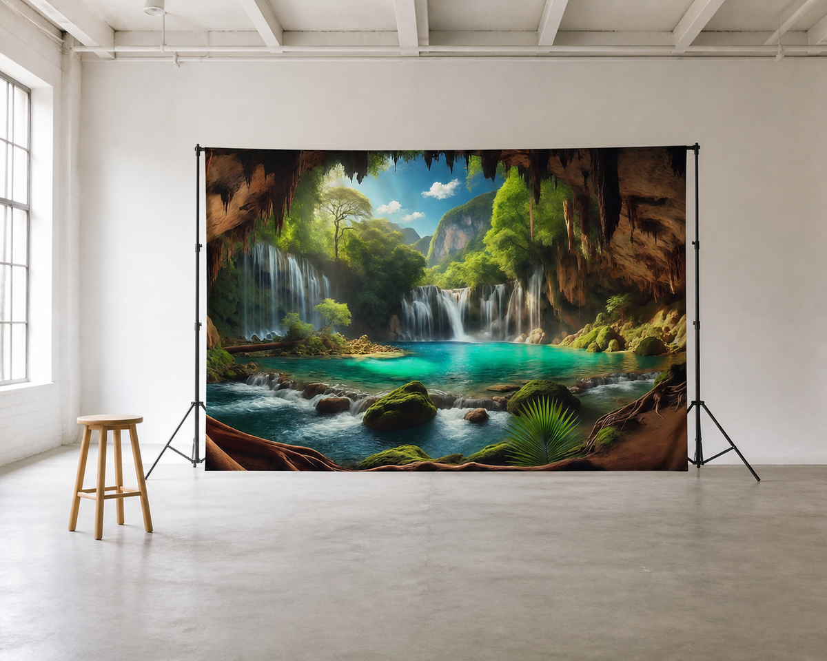 Waterfall Cave Scenic Backdrop scene 2