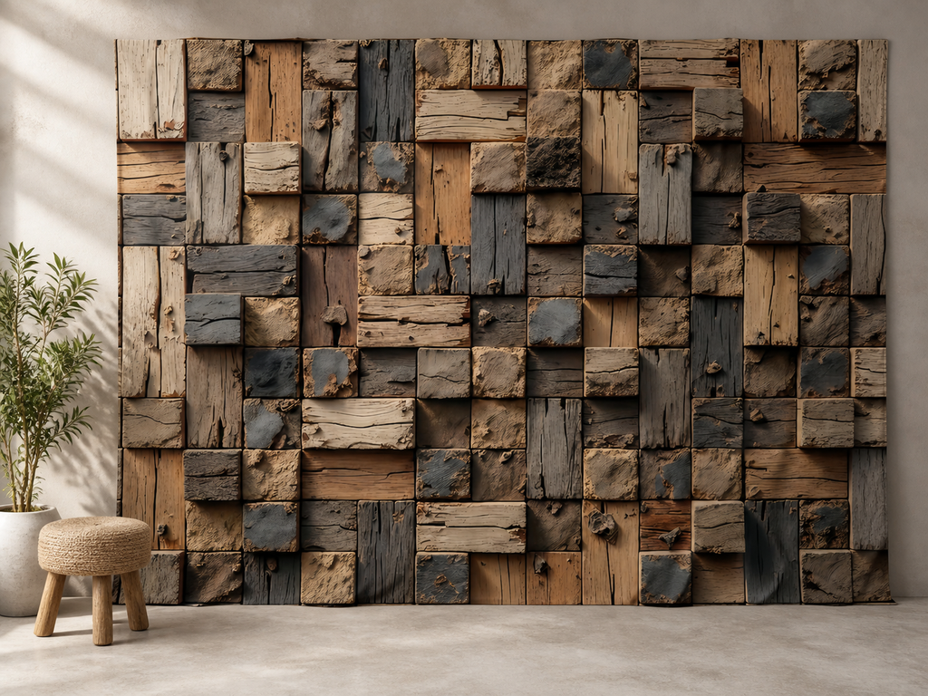 Reclaimed wood block texture backdrop portrait studio scene