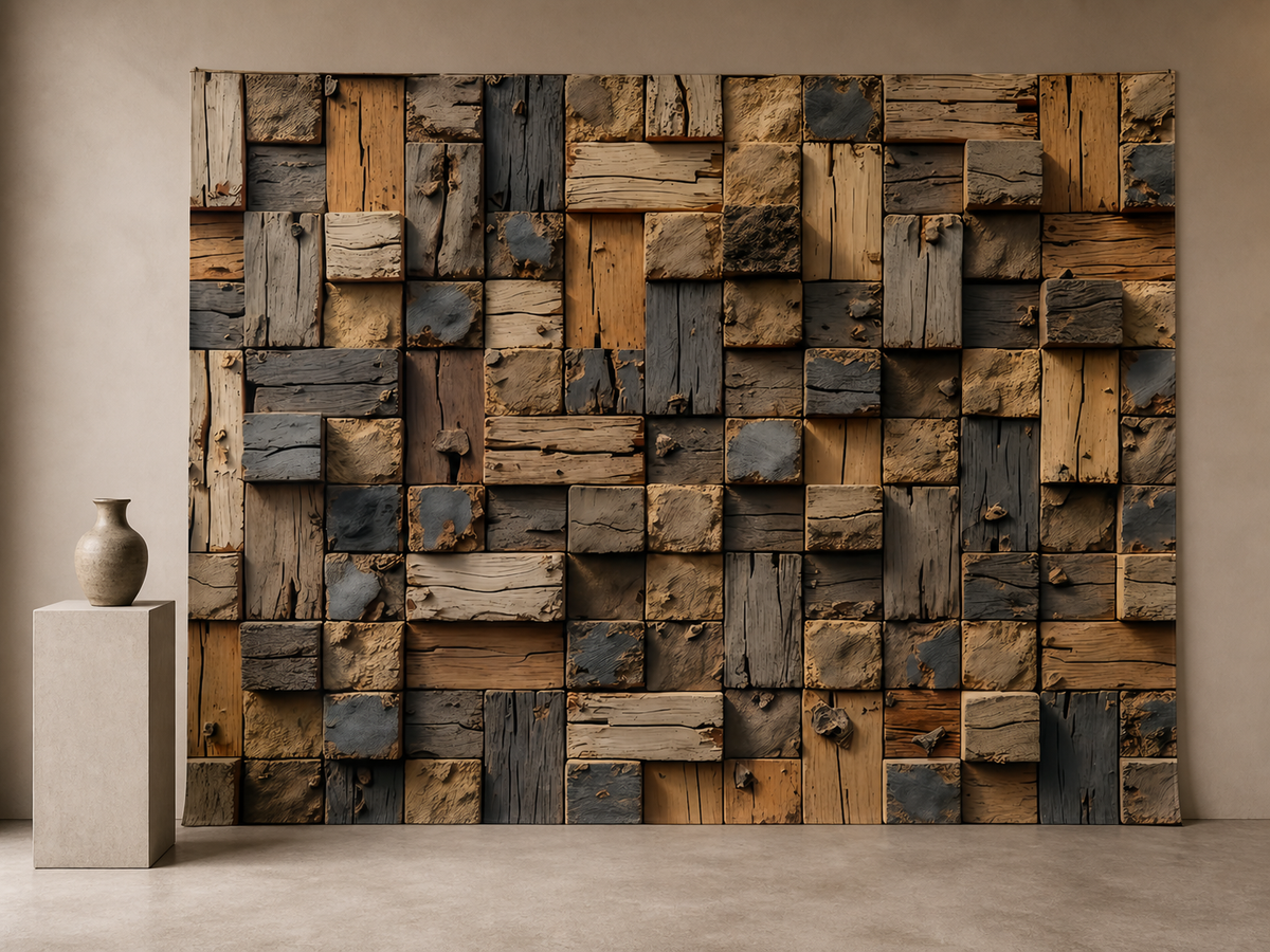 Reclaimed wood block texture backdrop product display scene