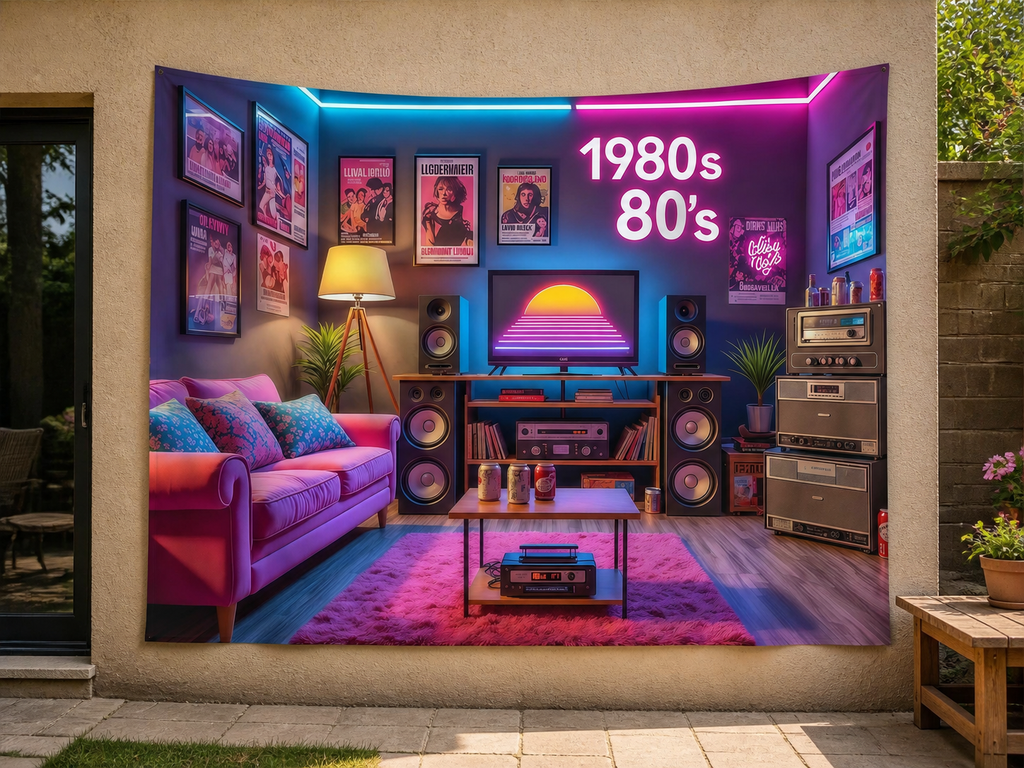 1980s Retro Room Backdrop garden application scene