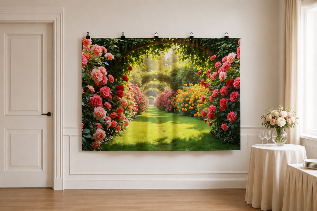 Rose Garden Arch Backdrop clipped directly to wall