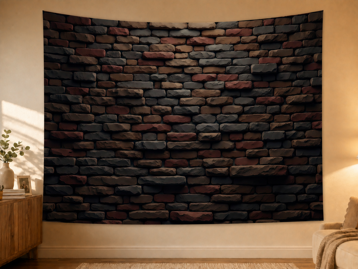 Rustic Brick Wall Backdrop displayed on a lightweight polyester backdrop