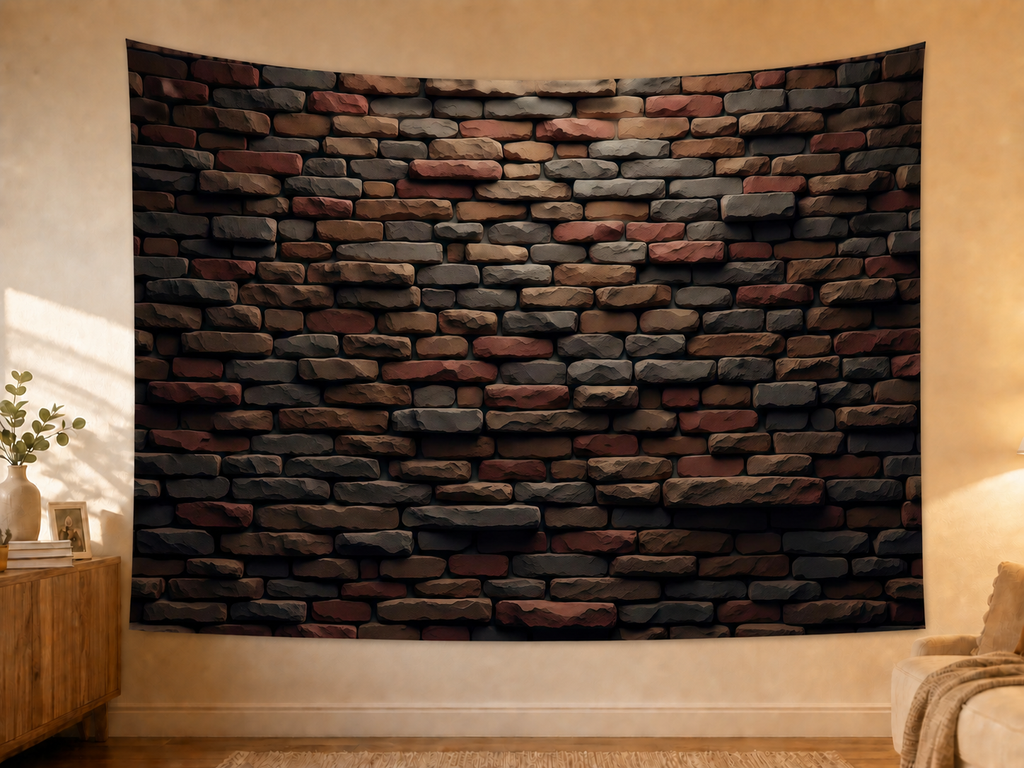 Rustic Brick Wall Backdrop in a realistic home wall setting