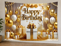 White and Gold Happy Birthday Backdrop styled scene 1