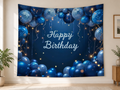 Navy Blue Happy Birthday Backdrop indoor application scene