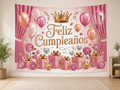 Spanish Pink Feliz Cumpleanos Backdrop indoor application scene