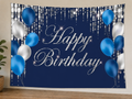 Navy and Silver Happy Birthday Backdrop styled scene 1