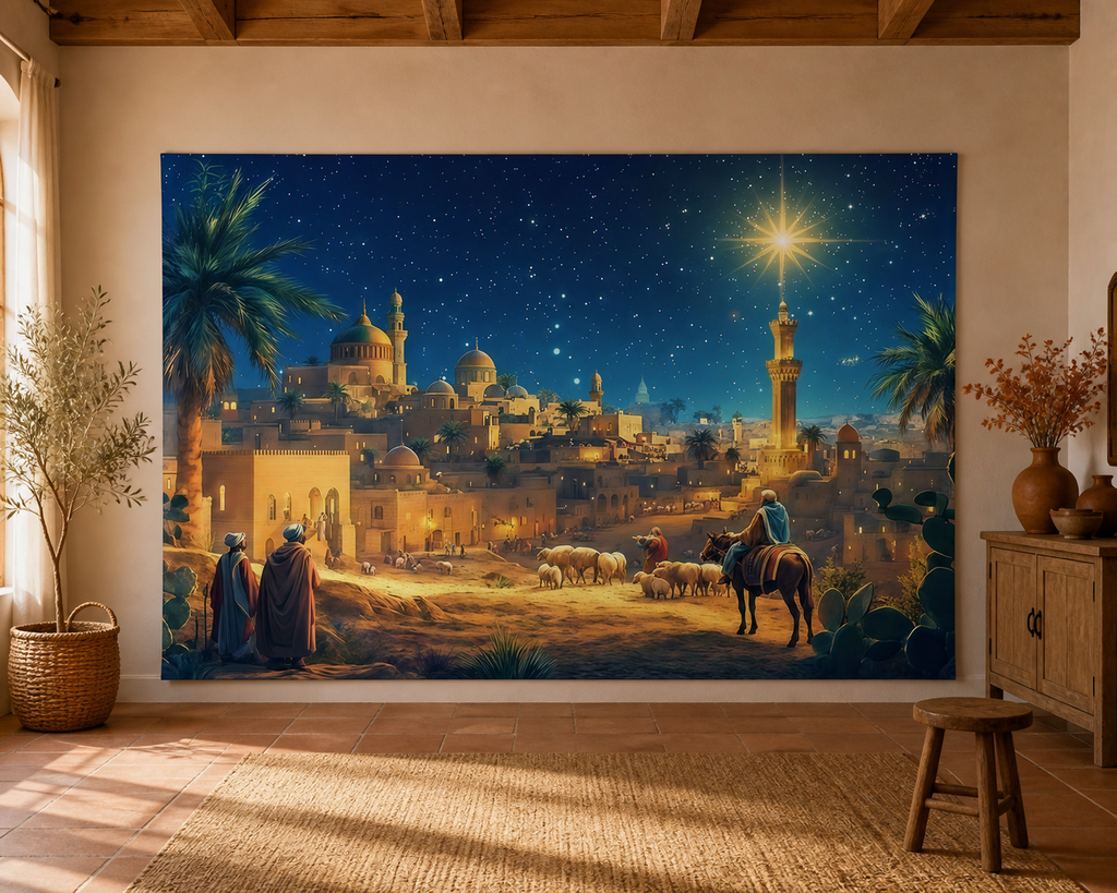Starry Bethlehem Nativity Backdrop scene 1