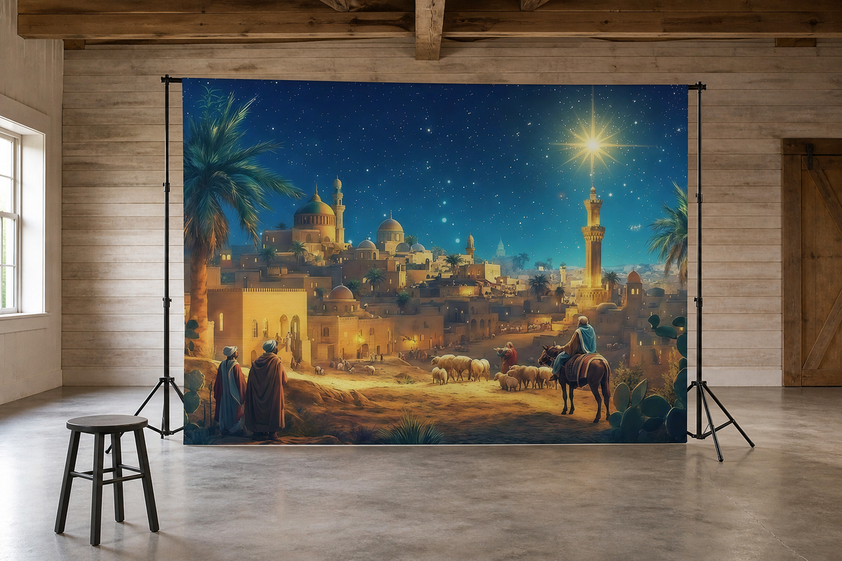 Starry Bethlehem Nativity Backdrop scene 2