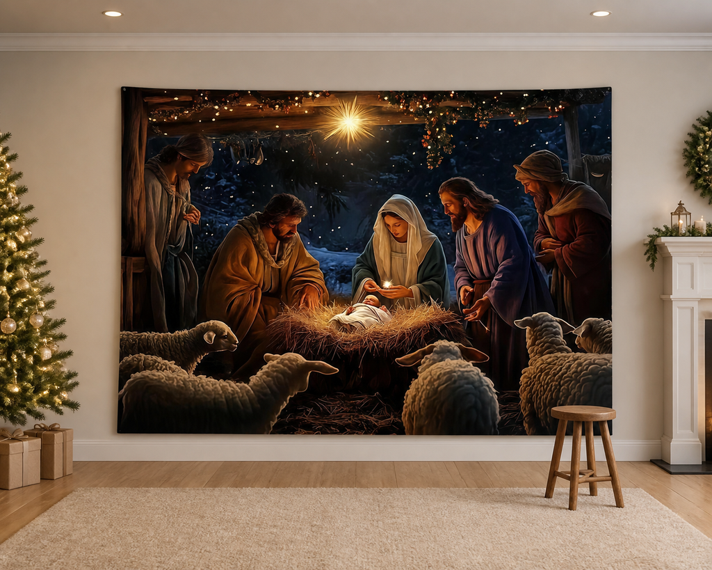 Christmas Nativity Stable Backdrop scene 1